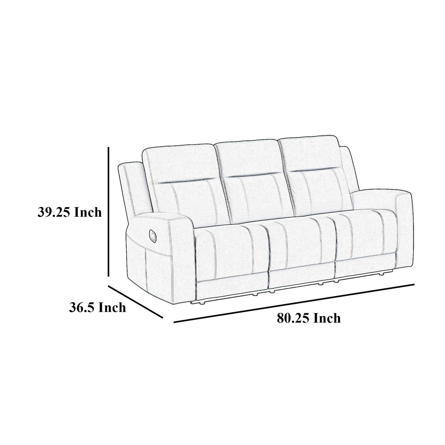 Divano reclinabile manuale Krio, 80 pollici, moderno in similpelle grigio antracite