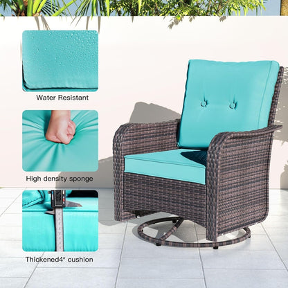 Set di mobili da giardino Kullavik da 3 pezzi, sedie a dondolo girevoli per esterni