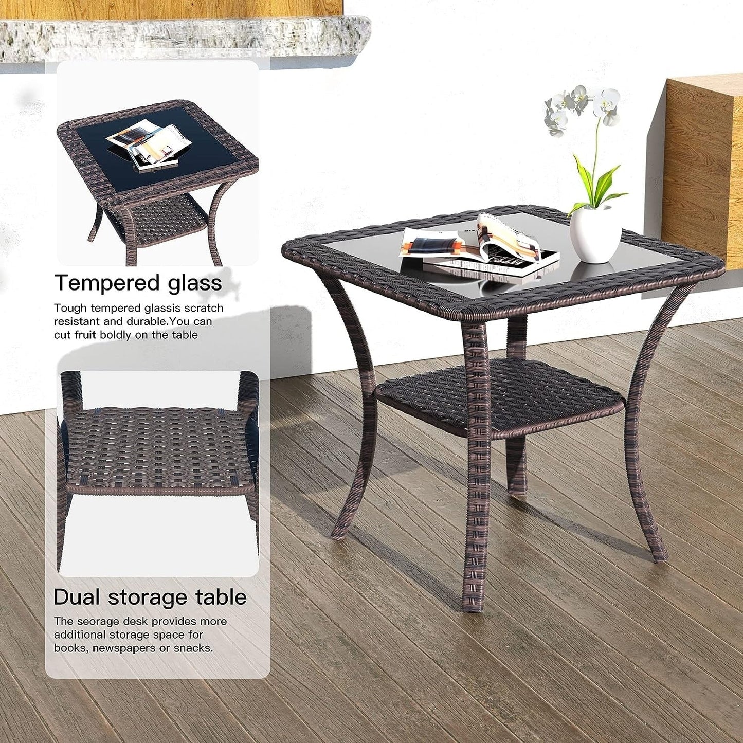 Set di mobili da giardino Kullavik da 3 pezzi, sedie a dondolo girevoli per esterni