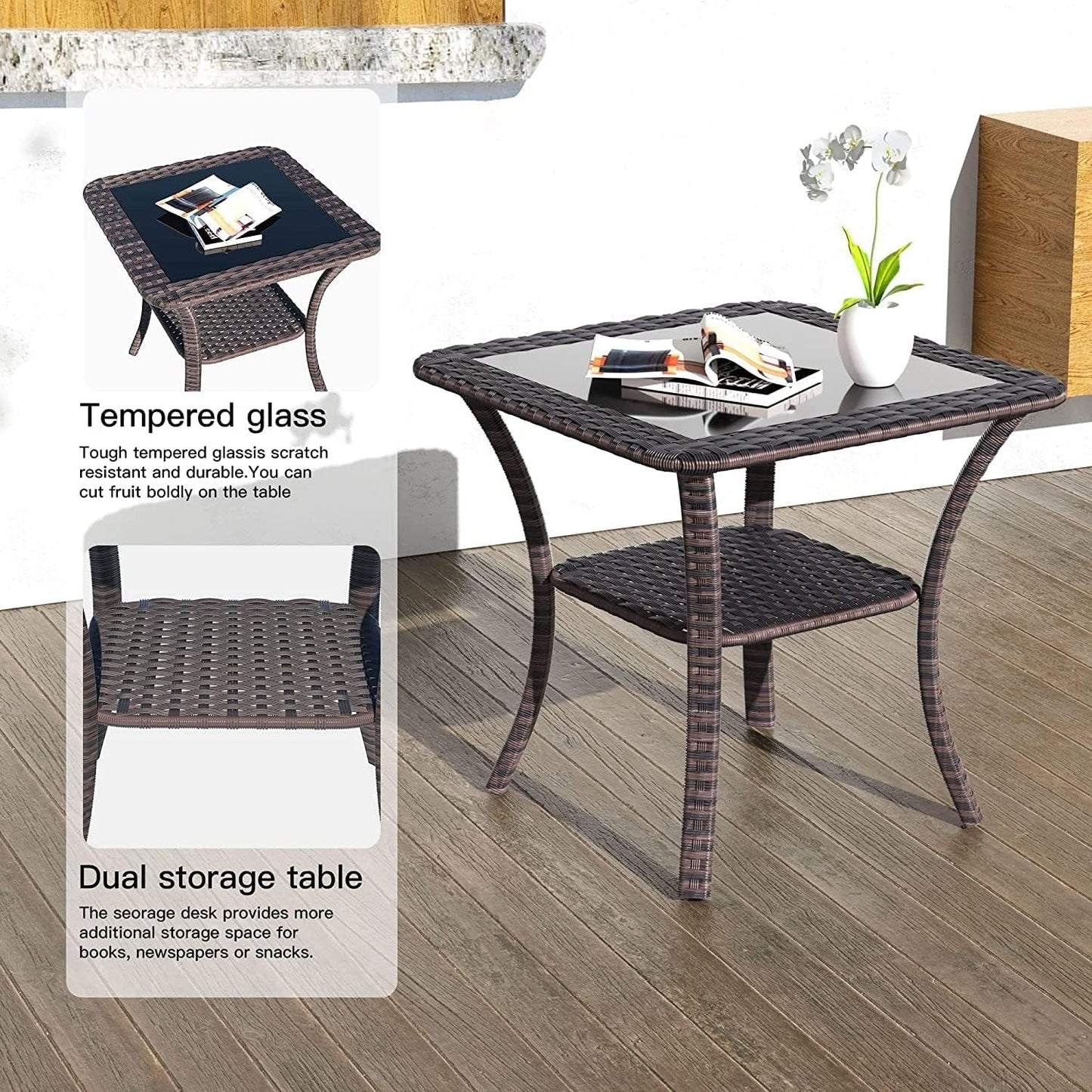 Set di mobili da giardino Kullavik da 3 pezzi, sedie a dondolo girevoli per esterni