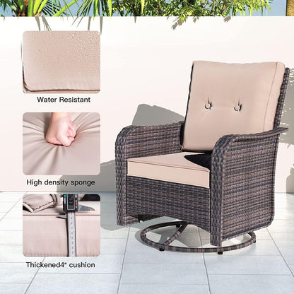 Set di mobili da giardino Kullavik da 3 pezzi, sedie a dondolo girevoli per esterni