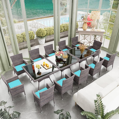 Set da pranzo per esterni Kullavik, tavolo da pranzo e sedie per mobili da giardino in rattan