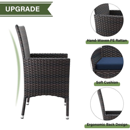 Set da pranzo per esterni Kullavik, tavolo da pranzo e sedie per mobili da giardino in rattan