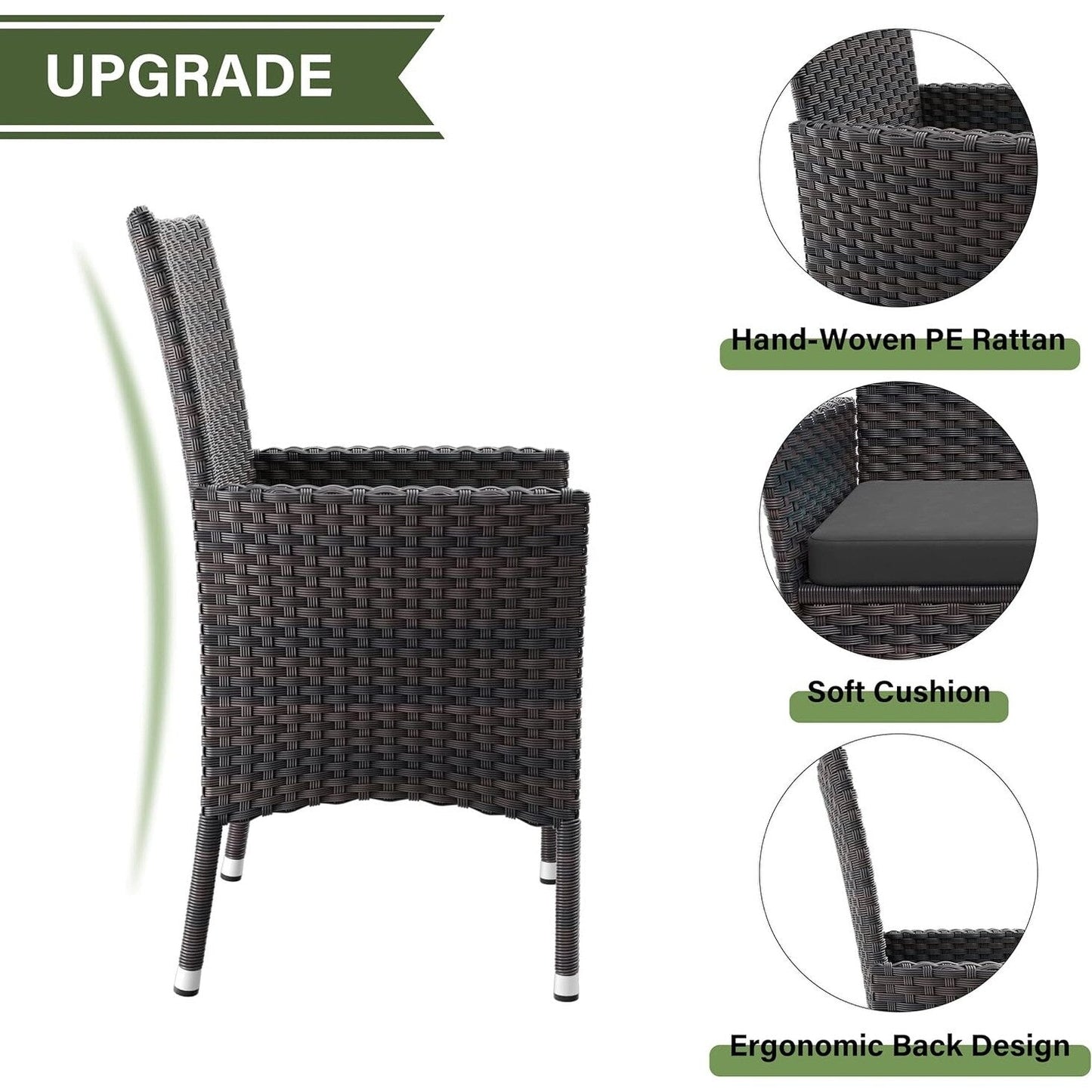 Set da pranzo per esterni Kullavik, tavolo da pranzo e sedie per mobili da giardino in rattan