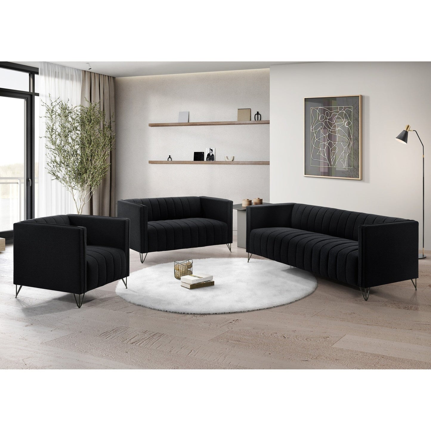 Set da soggiorno con braccioli quadrati Clayfell Kurtis