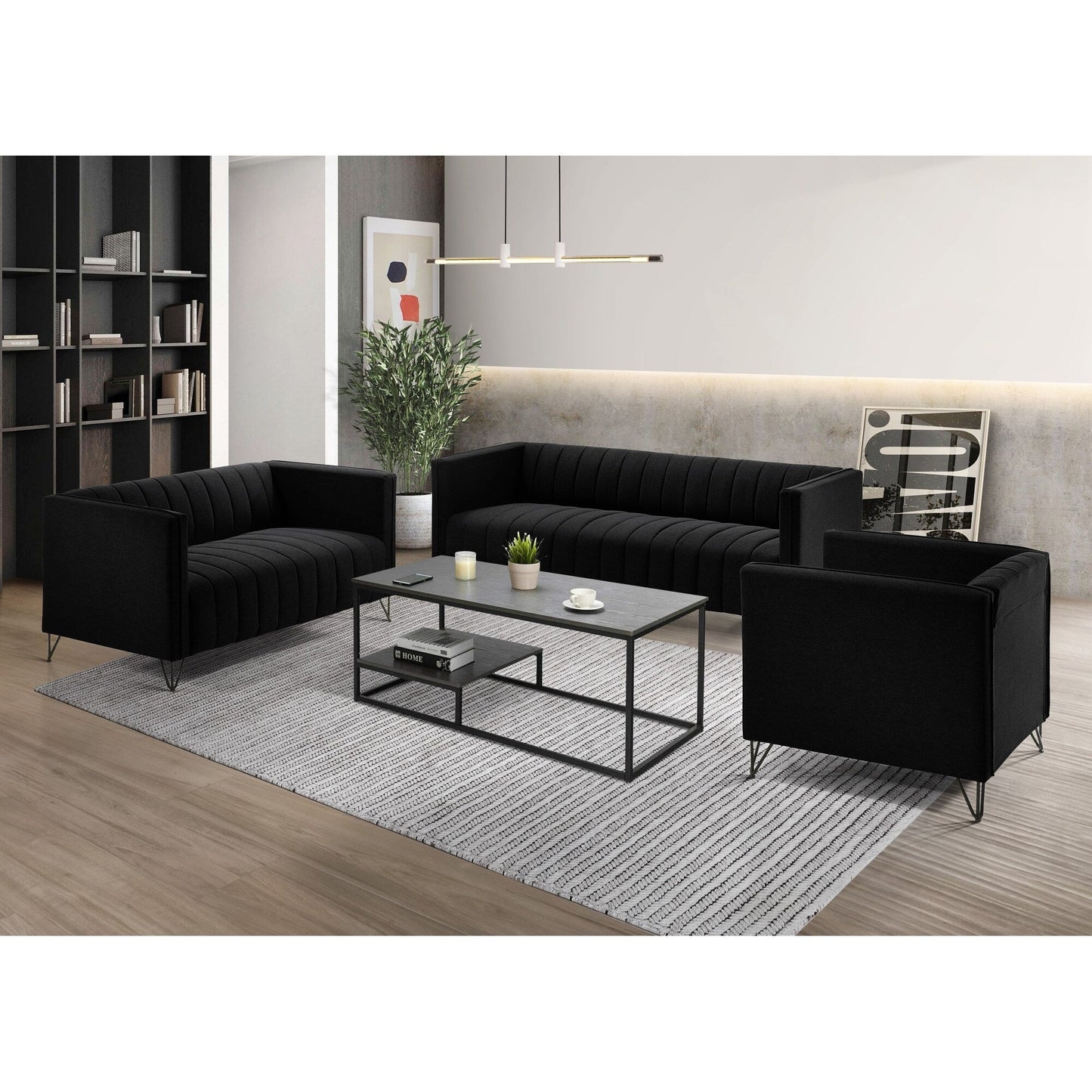 Set da soggiorno con braccioli quadrati Clayfell Kurtis