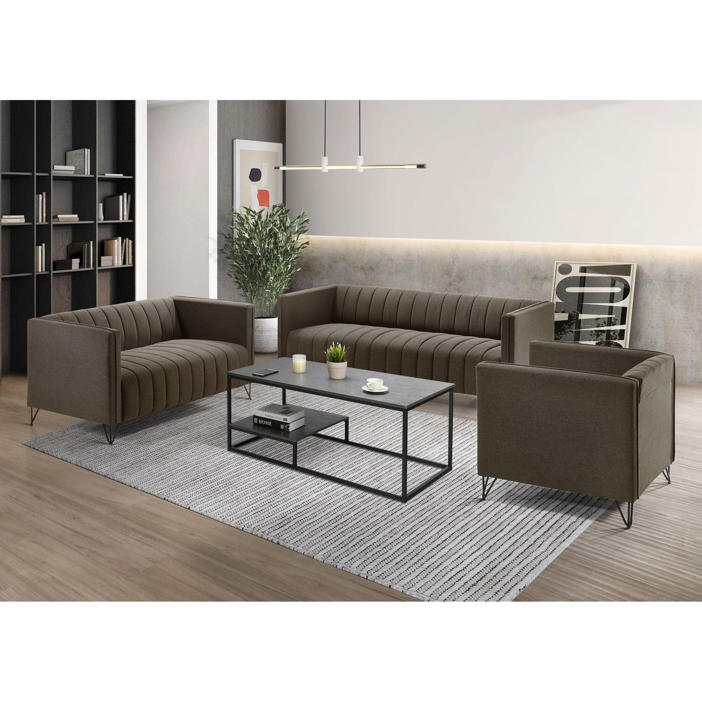 Set da soggiorno con braccioli quadrati Clayfell Kurtis