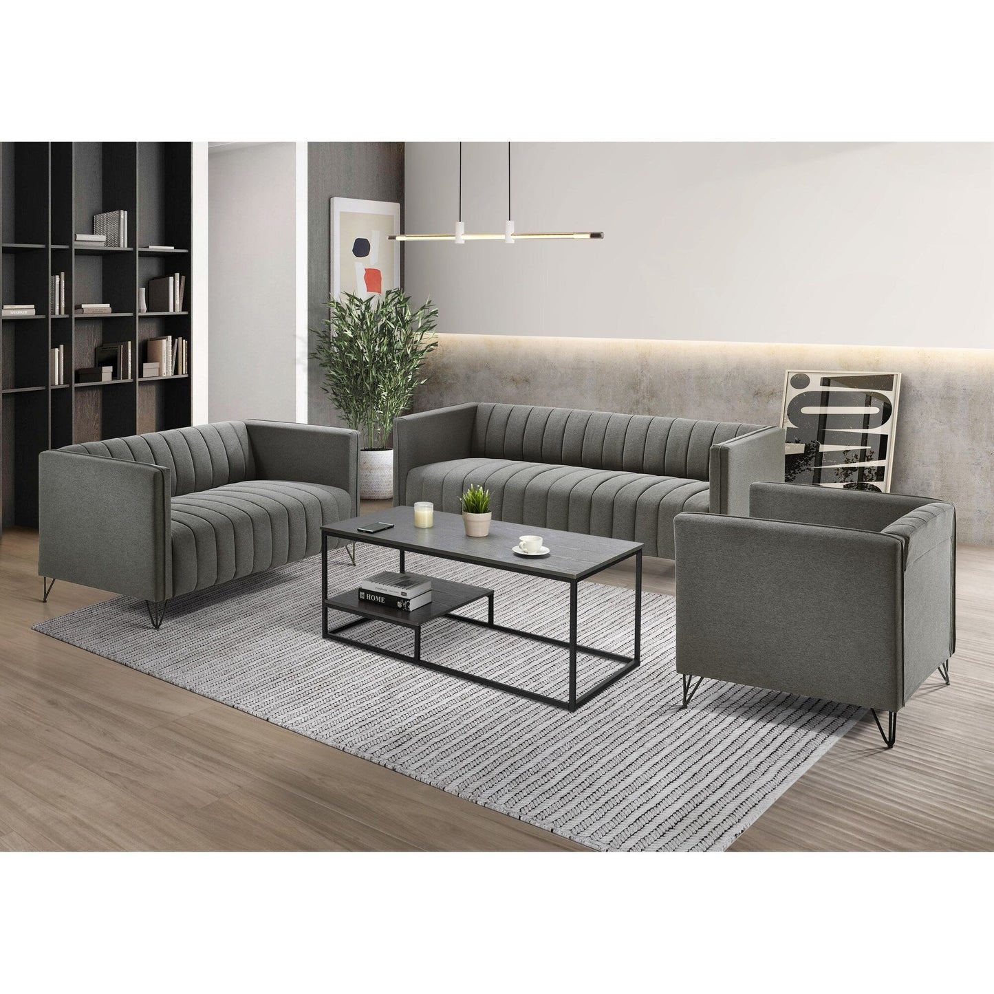 Set da soggiorno con braccioli quadrati Clayfell Kurtis