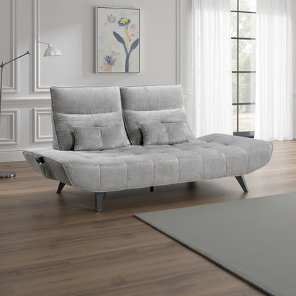 Divano reclinabile elettrico con profondità regolabile Kyan, 2 cuscini, ciniglia grigia