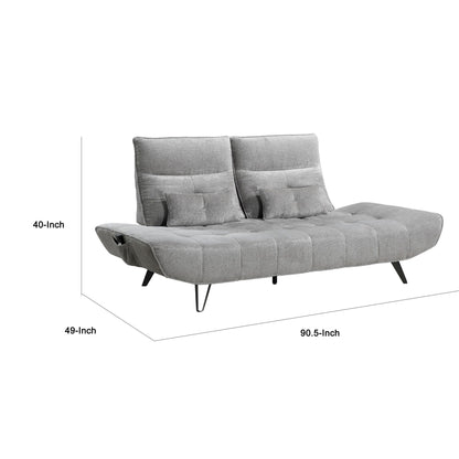 Divano reclinabile elettrico con profondità regolabile Kyan, 2 cuscini, ciniglia grigia