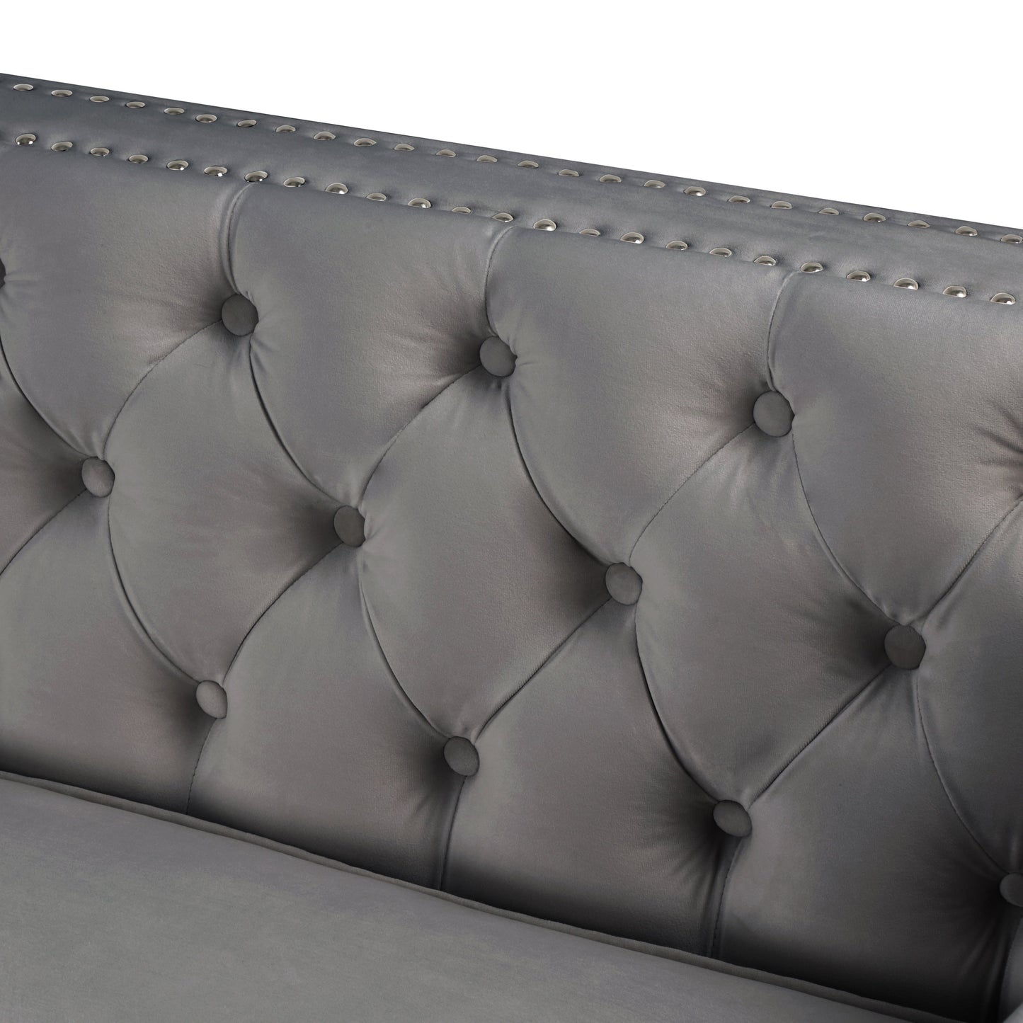 Divano componibile in velluto trapuntato per soggiorno