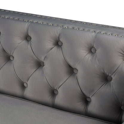 Divano componibile in velluto trapuntato per soggiorno