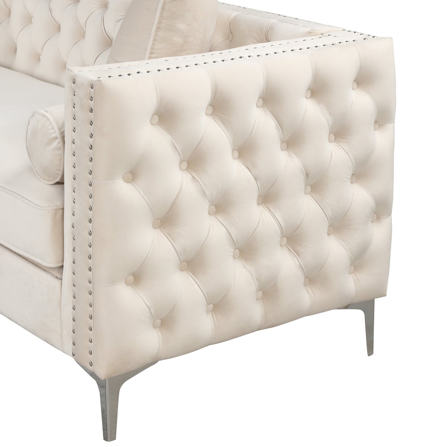 Divano componibile in velluto trapuntato per soggiorno