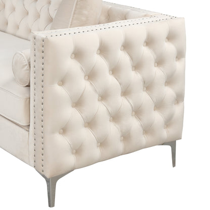 Divano componibile in velluto trapuntato per soggiorno