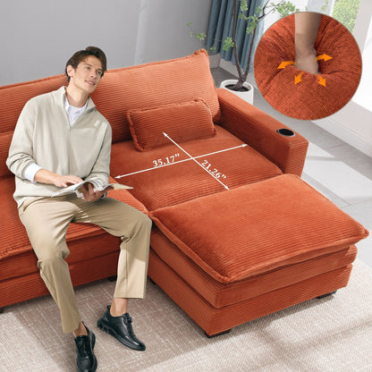 Divano a forma di L con porta USB e portabicchieri