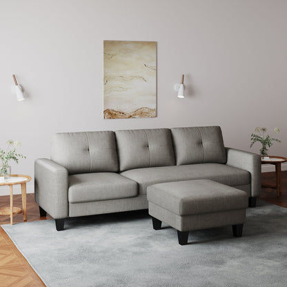 Divano a L per piccoli spazi - Divano angolare con pouf