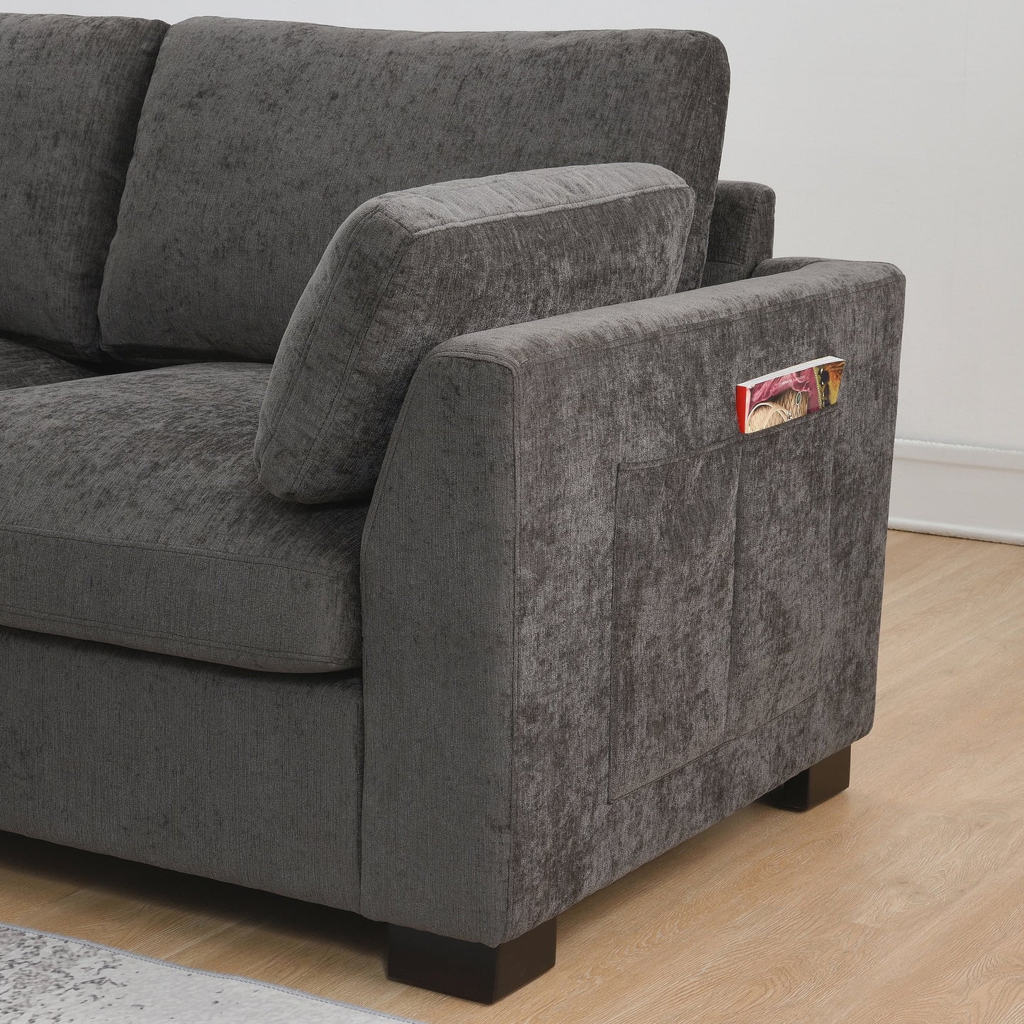 Forma a L con tavolo pieghevole e ricarica a doppia porta