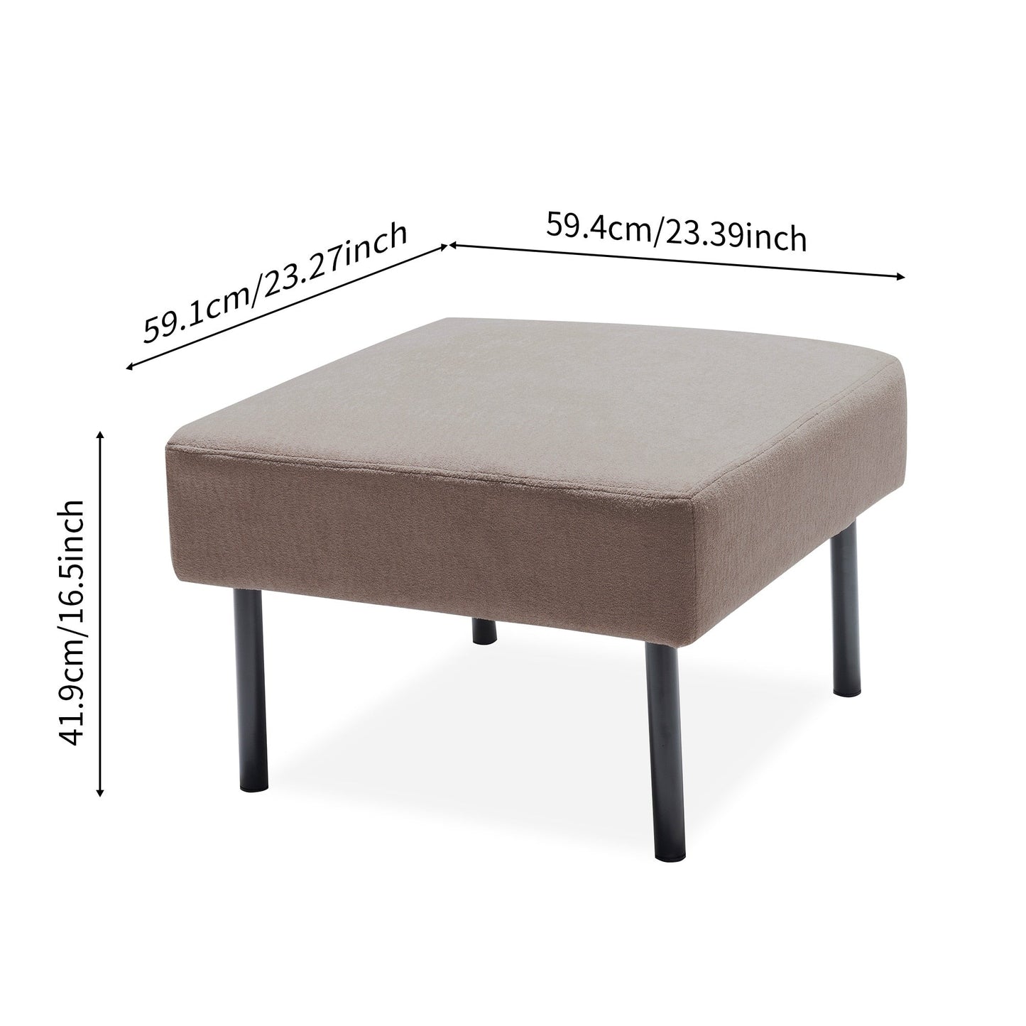 Divano a 2 posti a L con pouf, divano moderno in tessuto di poliestere, comodi divani piccoli per piccoli spazi