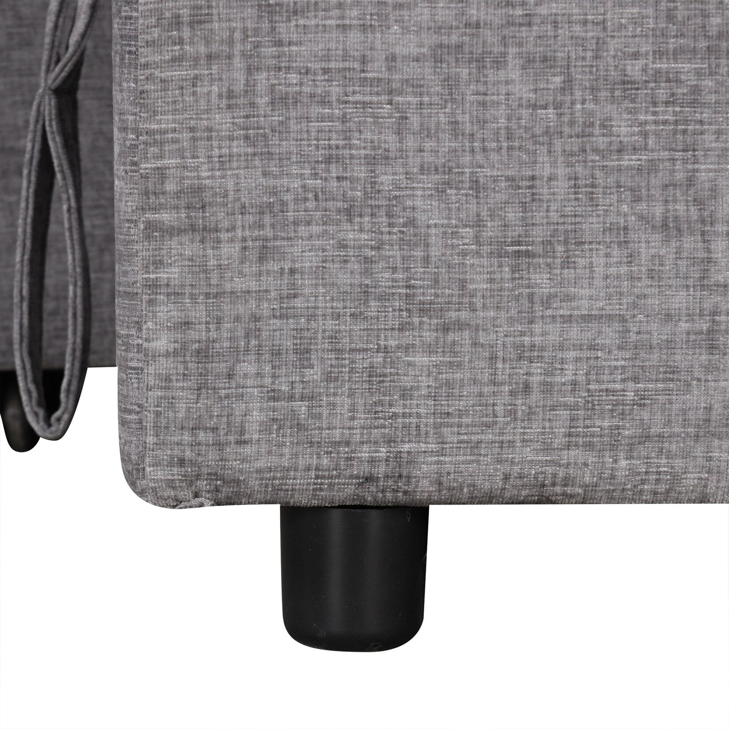 Divano componibile a L a 5 posti con pouf estraibile, portabicchieri integrati, porta di ricarica USB e cuscini rimovibili