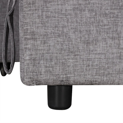 Divano componibile a L a 5 posti con pouf estraibile, portabicchieri integrati, porta di ricarica USB e cuscini rimovibili