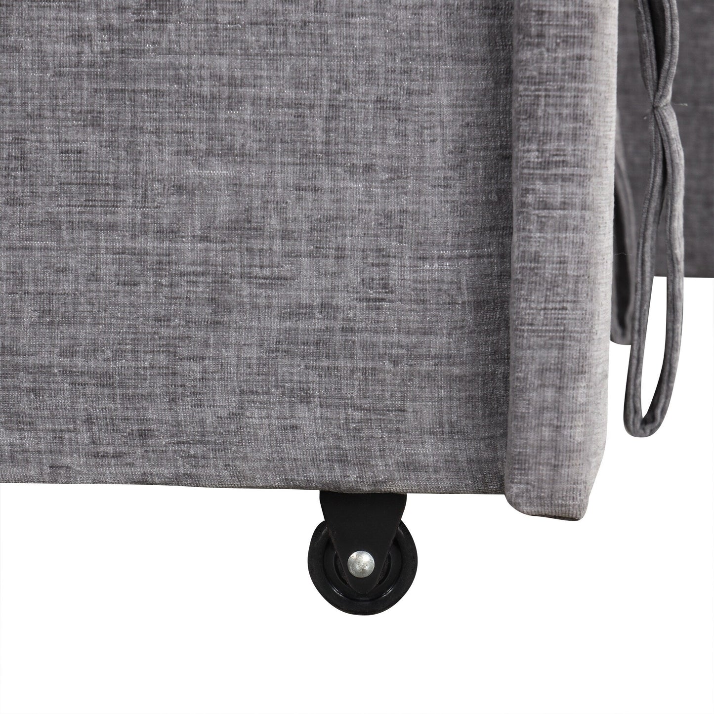 Divano componibile a L a 5 posti con pouf estraibile, portabicchieri integrati, porta di ricarica USB e cuscini rimovibili