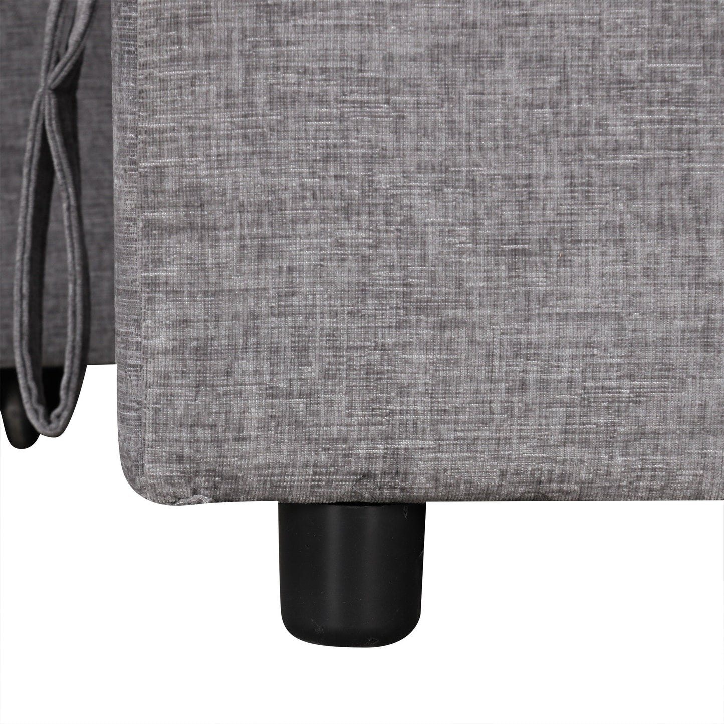 Divano componibile a L a 5 posti con pouf estraibile, portabicchieri integrati, porta di ricarica USB e cuscini rimovibili