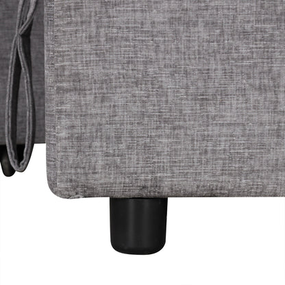 Divano componibile a L a 5 posti con pouf estraibile, portabicchieri integrati, porta di ricarica USB e cuscini rimovibili