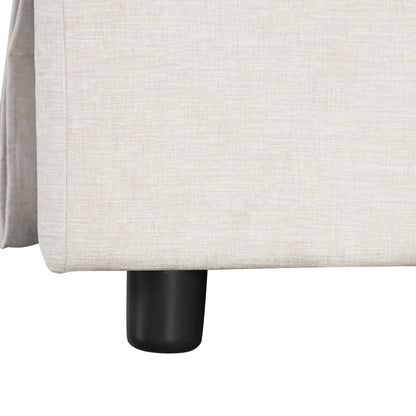 Divano componibile a L a 5 posti con pouf estraibile, portabicchieri integrati, porta di ricarica USB e cuscini rimovibili