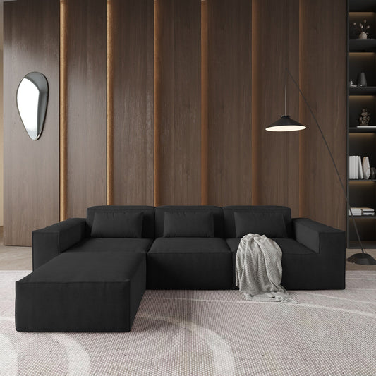Divano componibile a forma di L, 118 divani modulari in velluto a coste con chaise longue reversibile