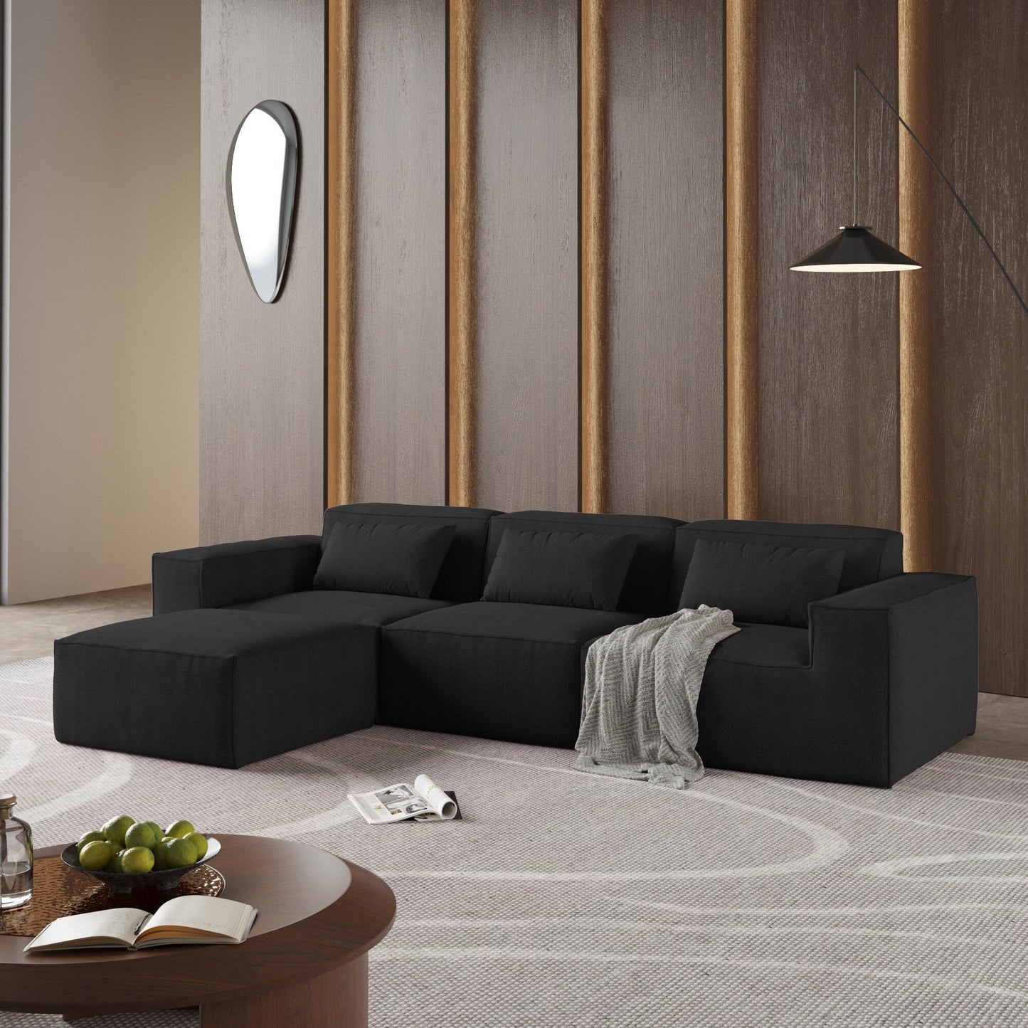 Divano componibile a forma di L, 118 divani modulari in velluto a coste con chaise longue reversibile