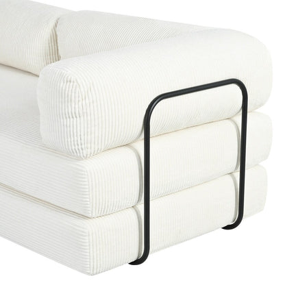 Divano letto modulare a L in velluto a coste