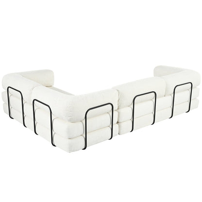 Divano letto modulare a L in velluto a coste