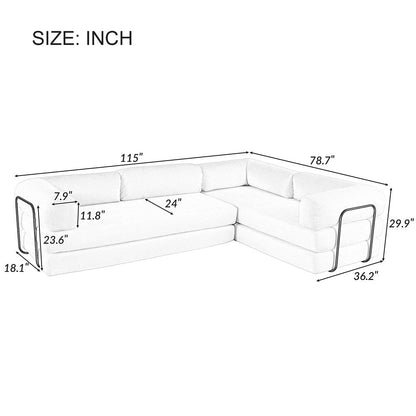 Divano letto modulare a L in velluto a coste