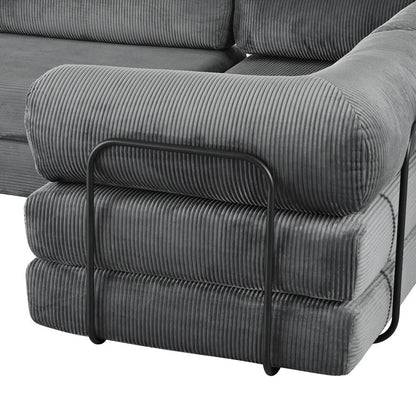 Divano letto modulare a L in velluto a coste