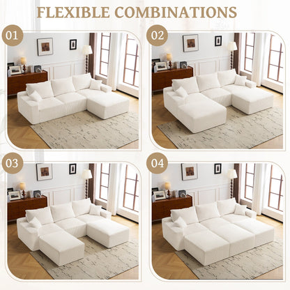 Divano componibile a L, divano modulare con seduta profonda ultra morbida