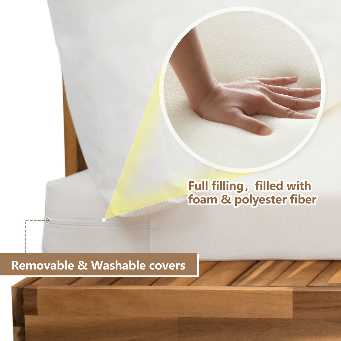 Set di divani componibili a L, set di divani da giardino con tavolo, divano chaise longue in legno, set da conversazione da esterno, 4 pezzi