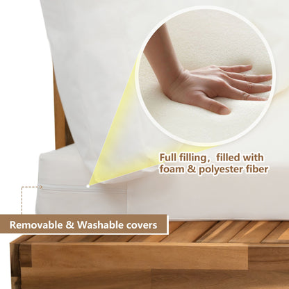 Set di divani componibili a L, set di divani da giardino con tavolo, divano chaise longue in legno, set da conversazione da esterno, 4 pezzi