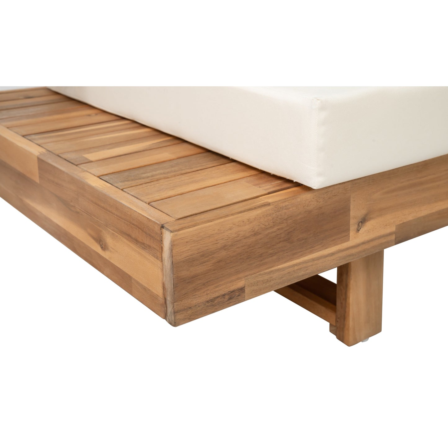 Set di divani componibili a L, set di divani da giardino con tavolo, divano chaise longue in legno, set da conversazione da esterno, 4 pezzi