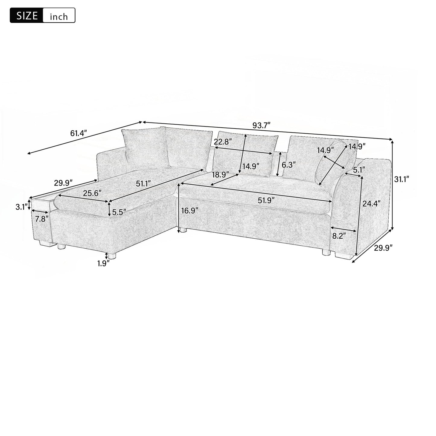 Divano a L Divano imbottito Divano