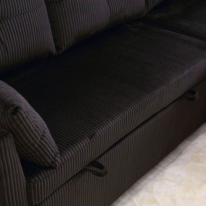 Il divano con seduta contenitore a L si ripiega in una poltrona reclinabile