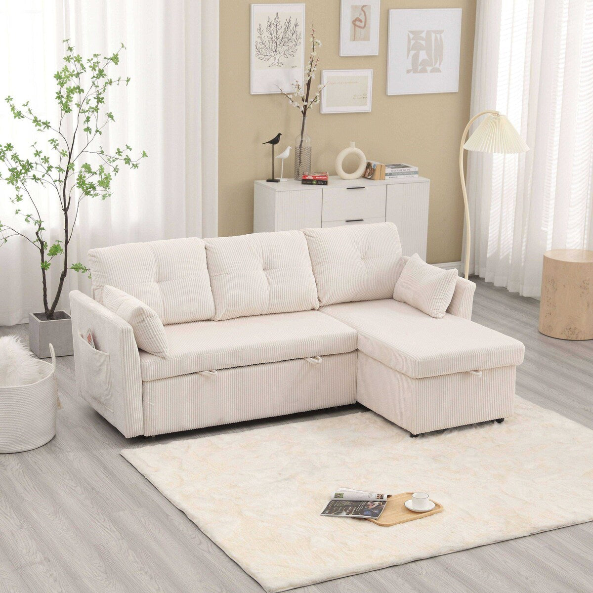 Il divano con seduta contenitore a L si ripiega in una poltrona reclinabile