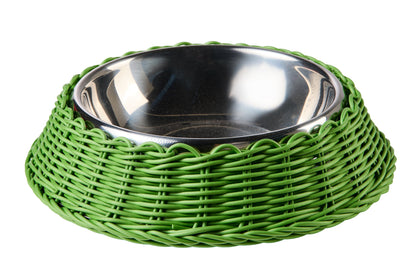 Bob - Ciotola Pet Intreccio Polirattan Verde Scuro