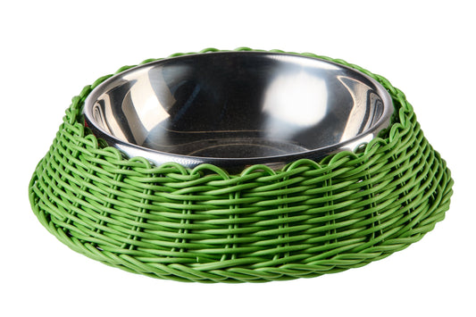 Bob - Ciotola Pet Intreccio Polirattan Verde Scuro