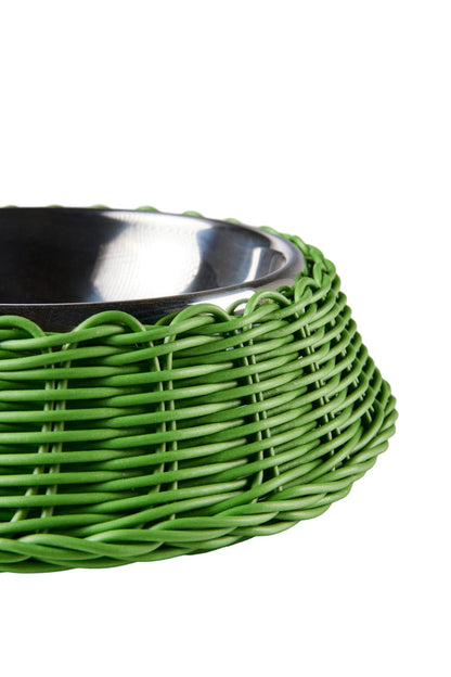 Bob - Ciotola Pet Intreccio Polirattan Verde Scuro