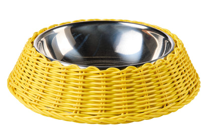 Bob - Ciotola Pet Intreccio Polirattan Giallo