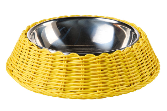 Bob - Ciotola Pet Intreccio Polirattan Giallo
