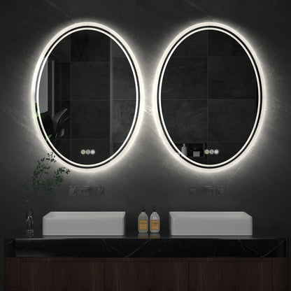Specchio da bagno ovale antiappannamento con retroilluminazione a LED, montaggio a parete