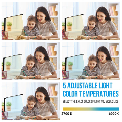 Lampada da scrivania a LED con porta di ricarica USB, interruttore dimmer per luce al tatto con temperatura del colore della luce regolabile automaticamente