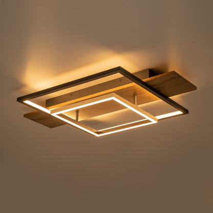 Lampada da soffitto semi-incassata a LED rettangolare in legno integrata per corridoio e ingresso