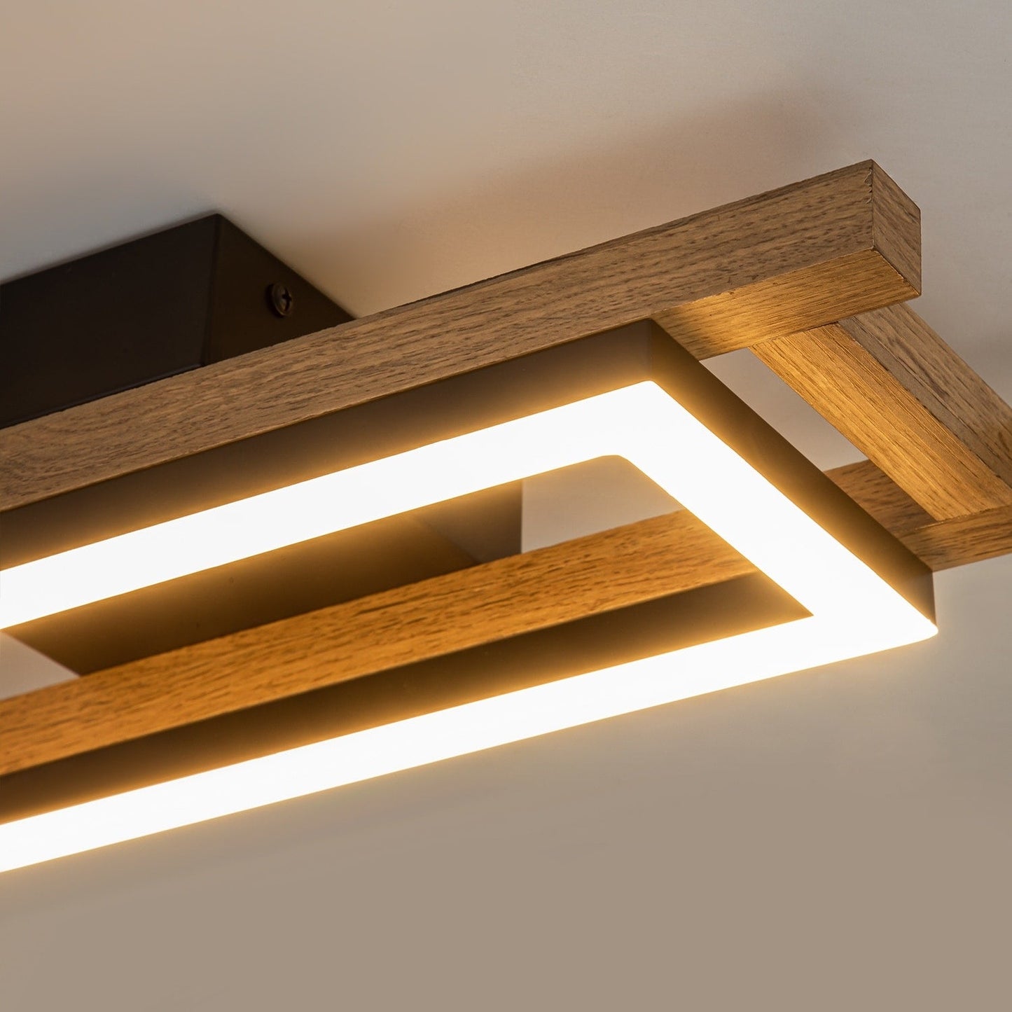 Lampada da soffitto semi-incassata a LED rettangolare in legno integrata per corridoio e ingresso